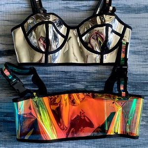 Dolls Kill Rave pvc crop tops XS x 2